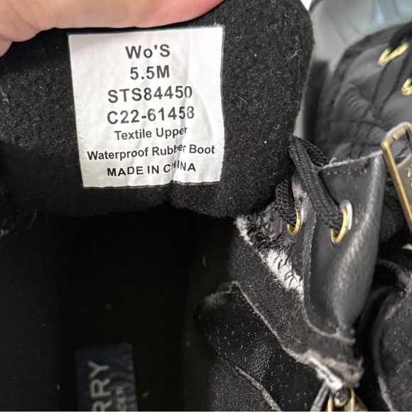 Sperry Women’s Duck Boots Syren Gulf Saltwater Black Quilted Zipper Rubber 5.5M - Picture 8 of 8